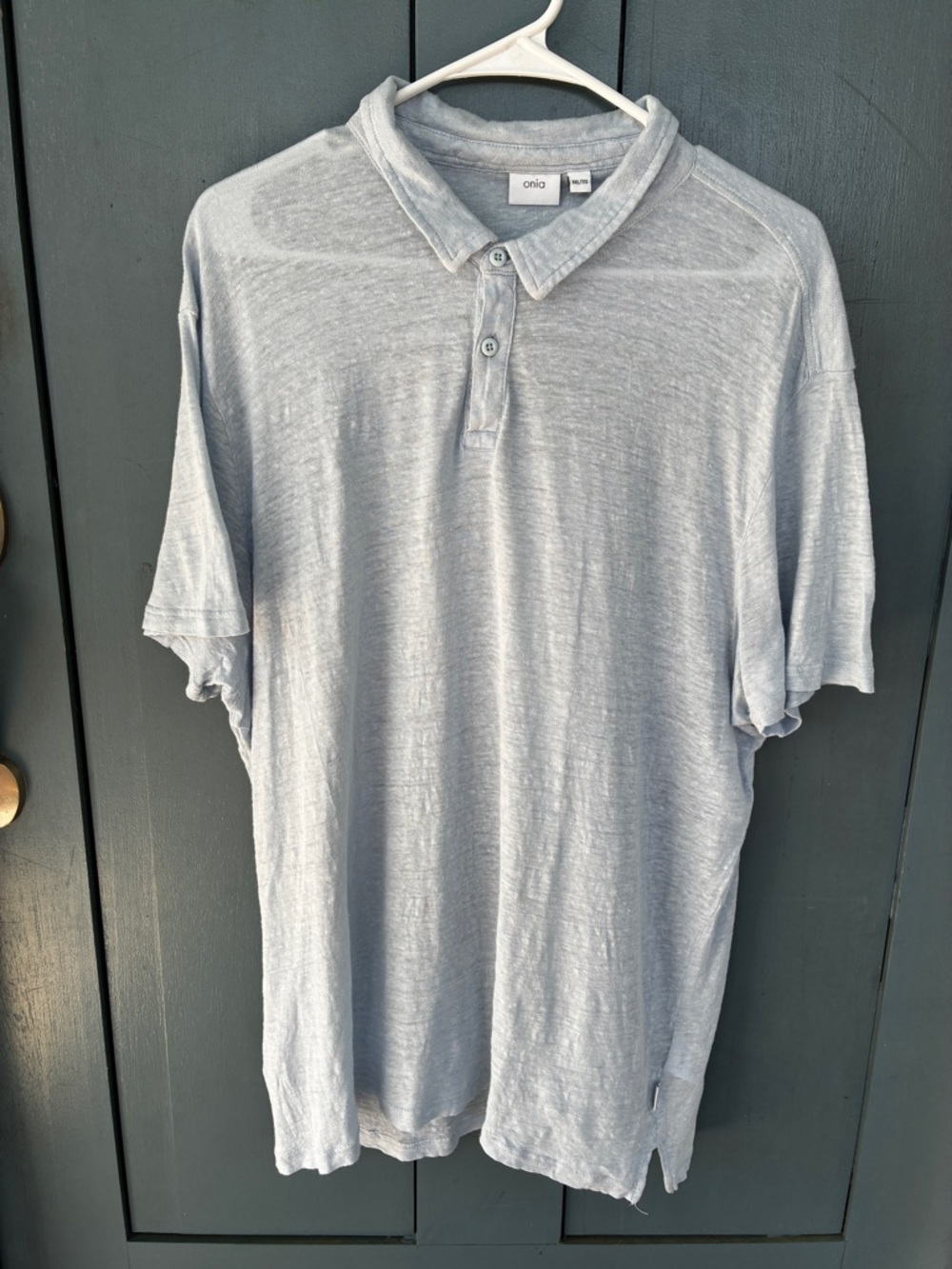 Onia Men's Light Blue 100% Linen Button Down XXL Resort Vacation Summer Beach